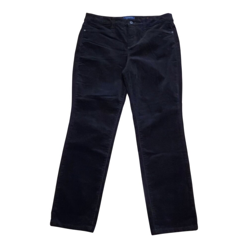 TALBOTS Corduroy Jeans Simply Flattering High Waist Straight Leg Pants Black